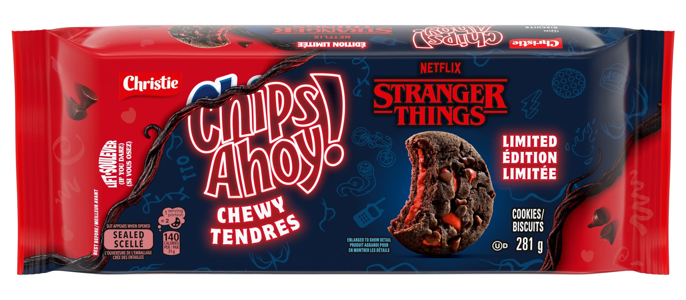 Chips Ahoy! Stranger Things Chewy Tendres Soft Cookies, Chocolate-Strawberry (0.28 kg)