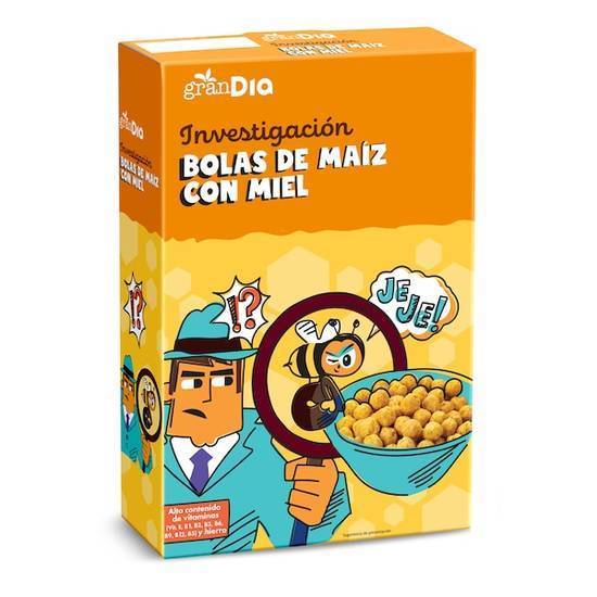 Cereales de bolas de maíz con miel gan Día caja 500 g