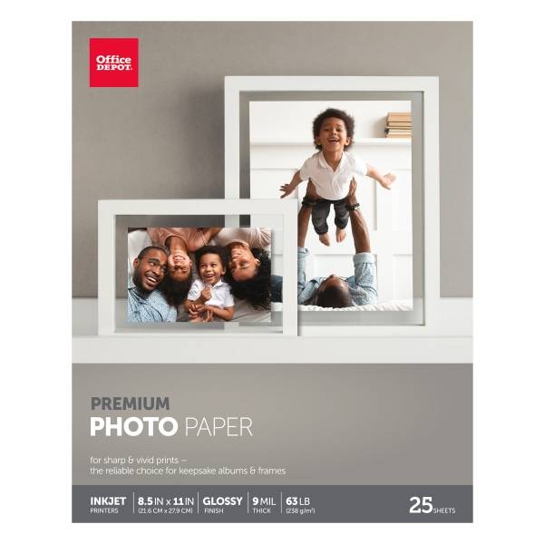 Office Depot Brand Premium Photo Paper, Gloss, Letter Size (8 1/2" x 11"), 9 mil (25 ct)
