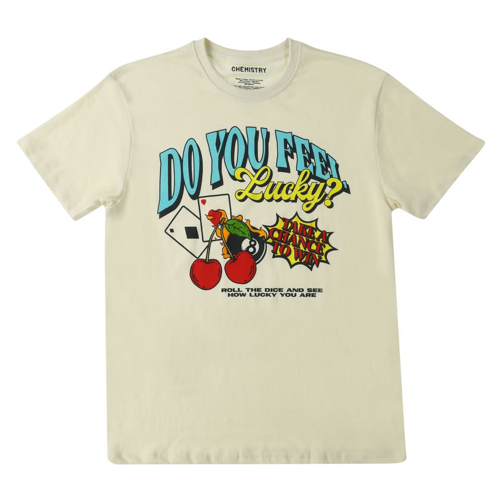 'Do You Feel Lucky?' Graphic Tee Medium Cream