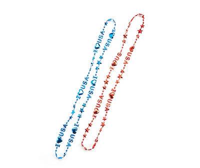 "I Heart U.s.a." & Star Beaded Necklaces, 2-Pack