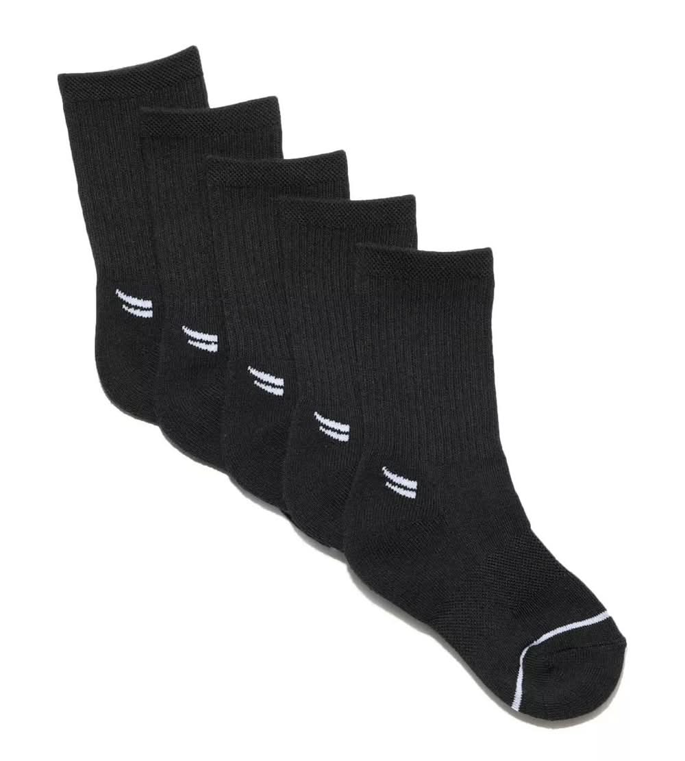 Mix No. 6 Black 5-Pair Kids' Crew Socks (Black L)