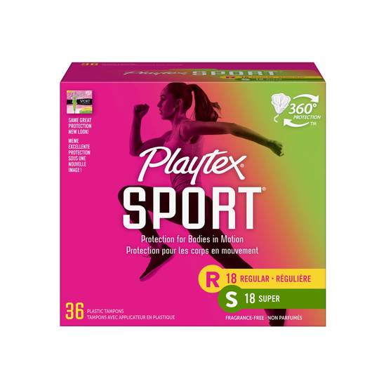 Playtex Sport Tampons Multi-Pack, Unscented, Regular and Super Absorbency