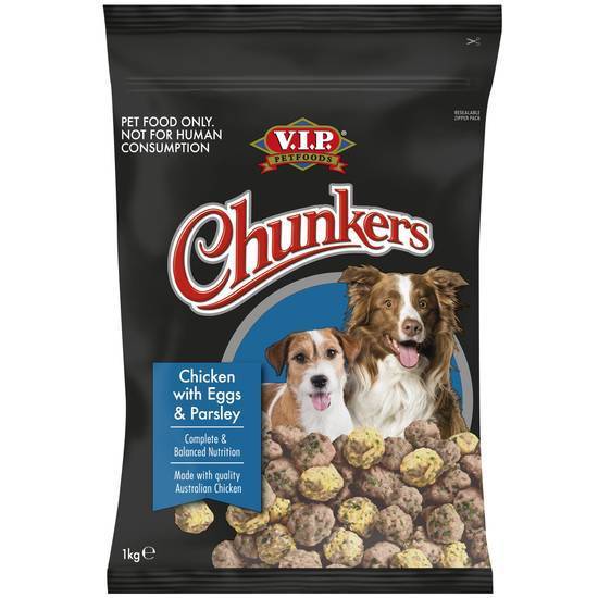 V.i.p Chunkers Adult Chilled Fresh Dog Food Chicken&egg Meatballs 1kg