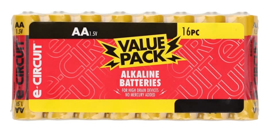 E-Circuit Aa Alkaline Batteries Value pack 1.5v (16 ct)