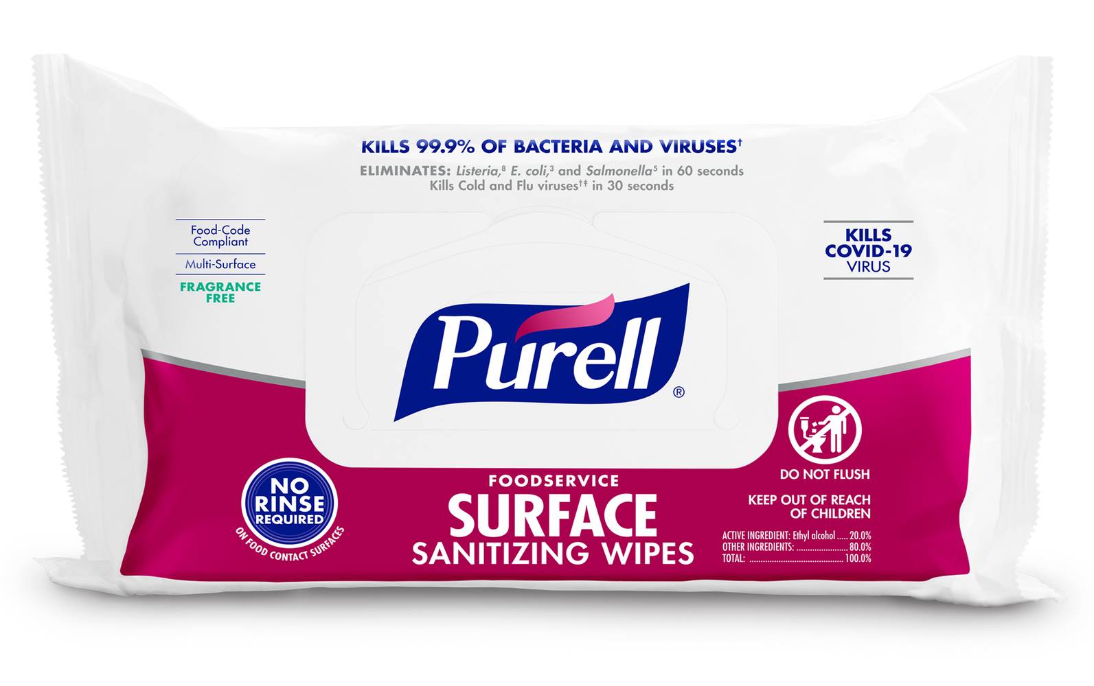 Purell Foodservice Surface Sanitizing Wipes, 7.4x9 in (72 ct)