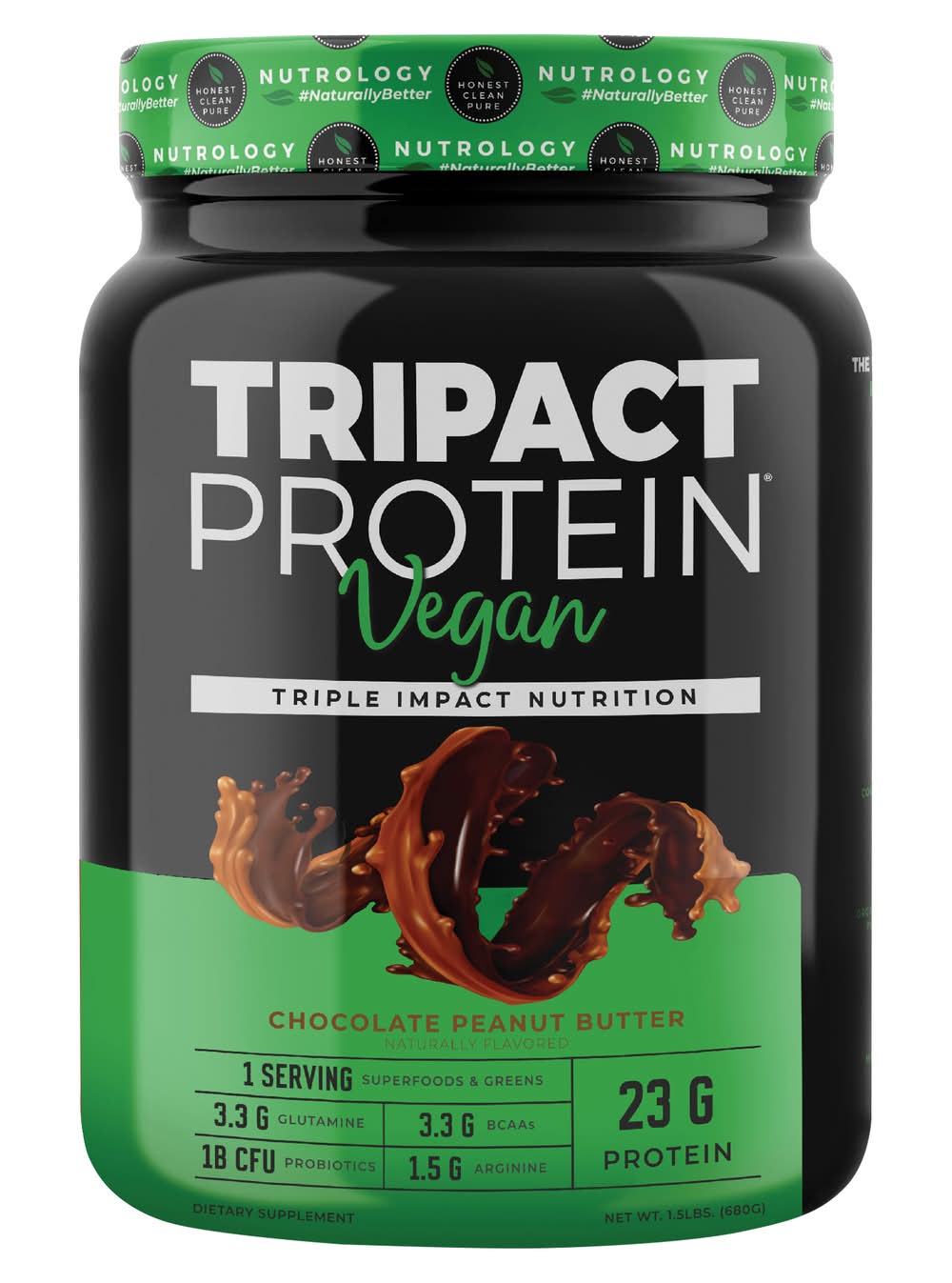 Nutrology Tripact Protein Vegan Protein Powder, Chocolate Peanut Butter (1.5 lbs)
