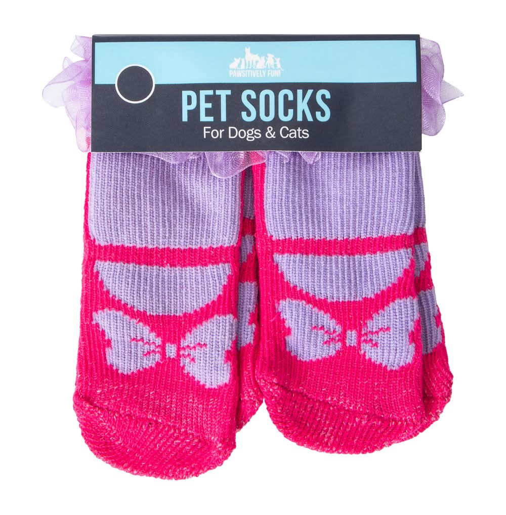 Pawsitively Fun! Pet Socks For Cats & Dogs Medium Pink Mary Janes
