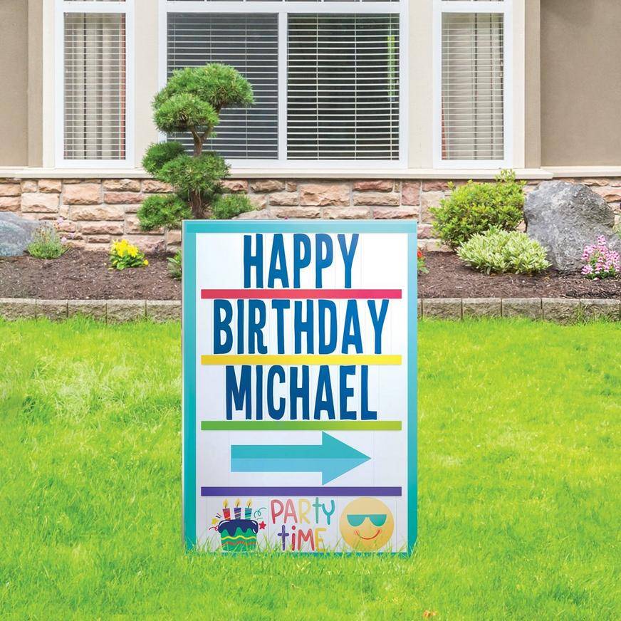 Customizable Birthday Marquee Corrugated Plastic Yard Sign, 26in x 38in