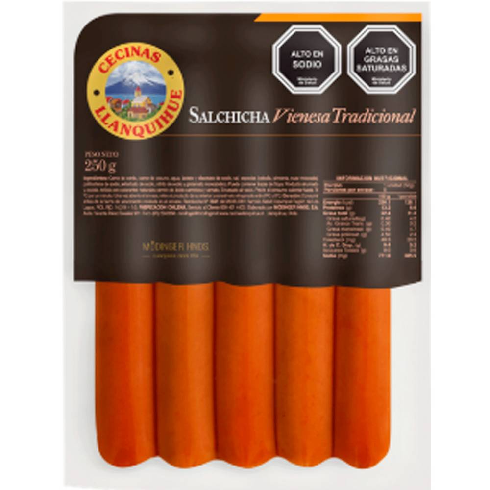 Cecinas llanquihue salchicha vienesa tradicional (250 g)