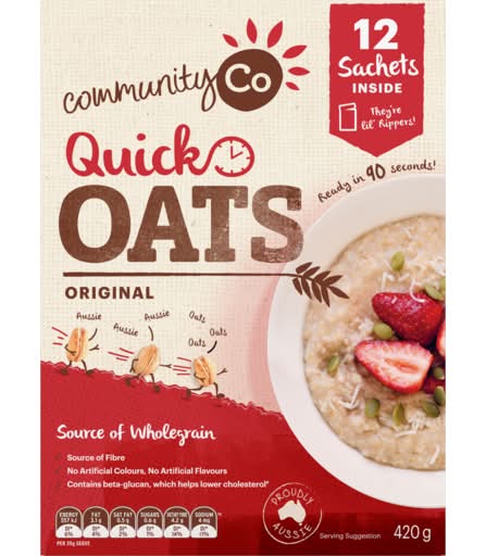 Community Co  Original Quik Oats Sachets (420g, 12 pack)