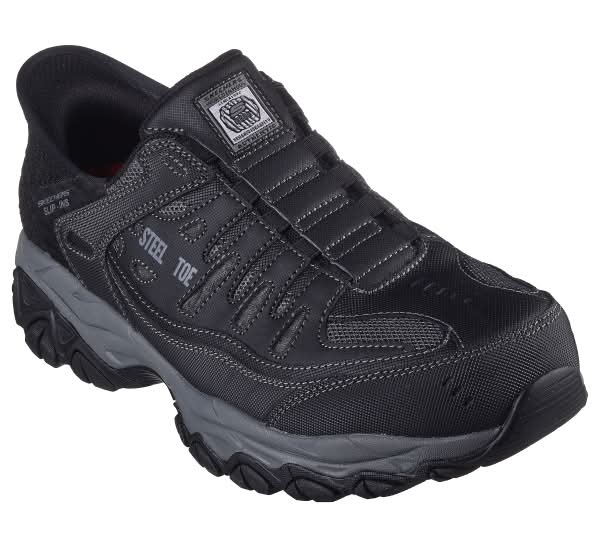 Skechers Work Men's Slip-In Cankton Slip-Resistant Work Footwear, Black , Size 12