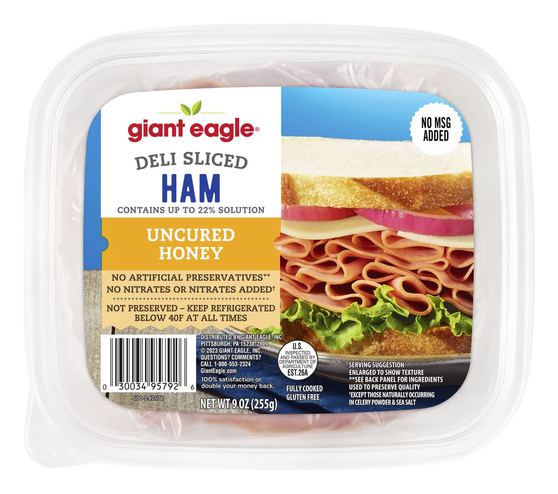 Giant Eagle Deli Sliced Uncured Ham, Honey (9 oz)
