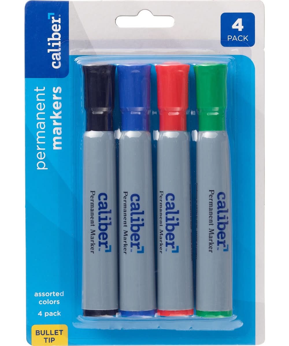 Caliber Bullet Tip Permanent Markers, Assorted (4 ct)