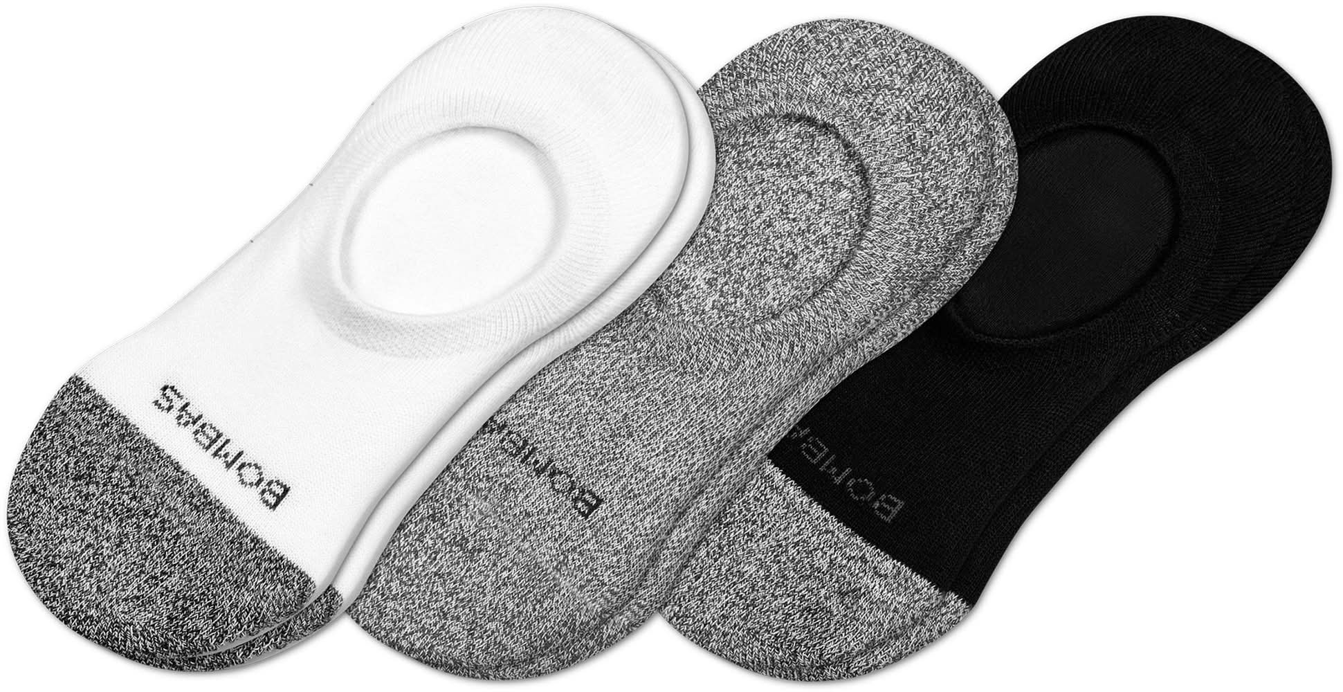 Bombas Women's Cushioned No Show Socks - 3 Pack (Black/White/Grey, S)