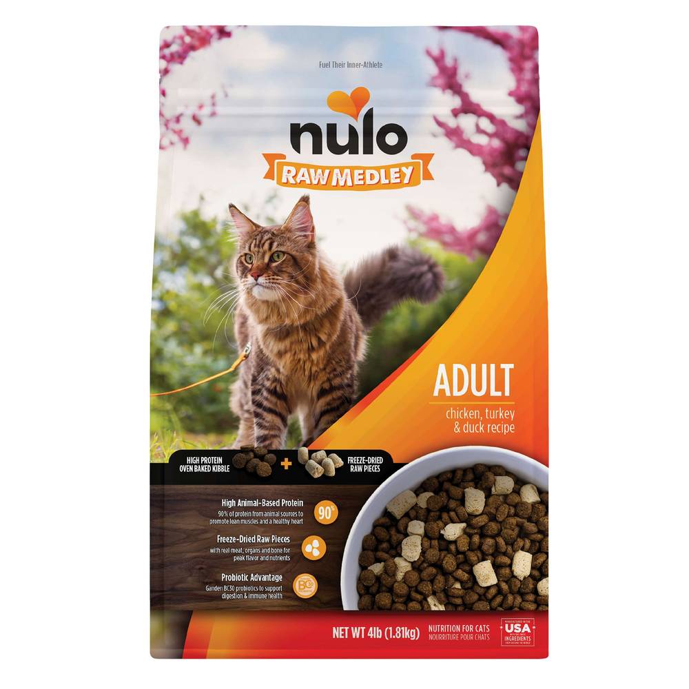 Nulo Raw Medley Adult Cat Food, Chicken-Turkey -Duck (4 lbs)