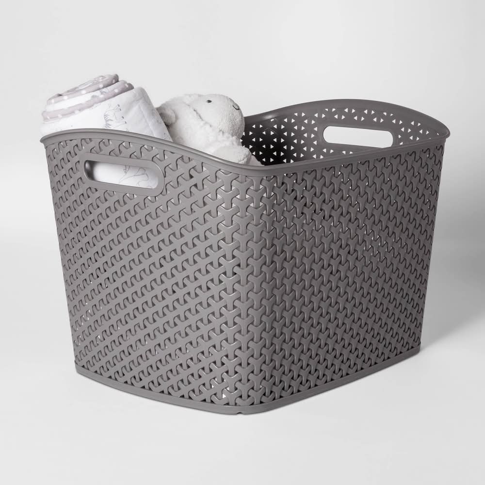 Brightroom Curved Decorative Storage Basket, XL, Grey