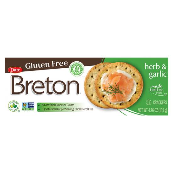Dare Gluten Free Herb & Garlic Breton Crackers (4.8 oz)