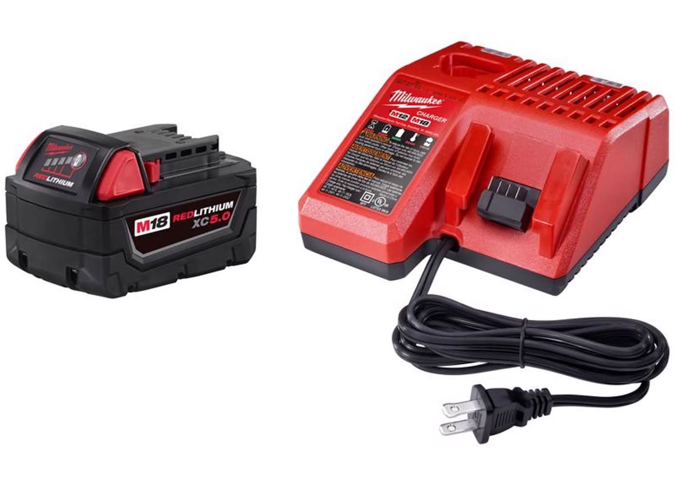 Milwaukee M18 Redlithium Xc5.0 5 Ah Lithium-Ion Starter Kit 2 Pc
