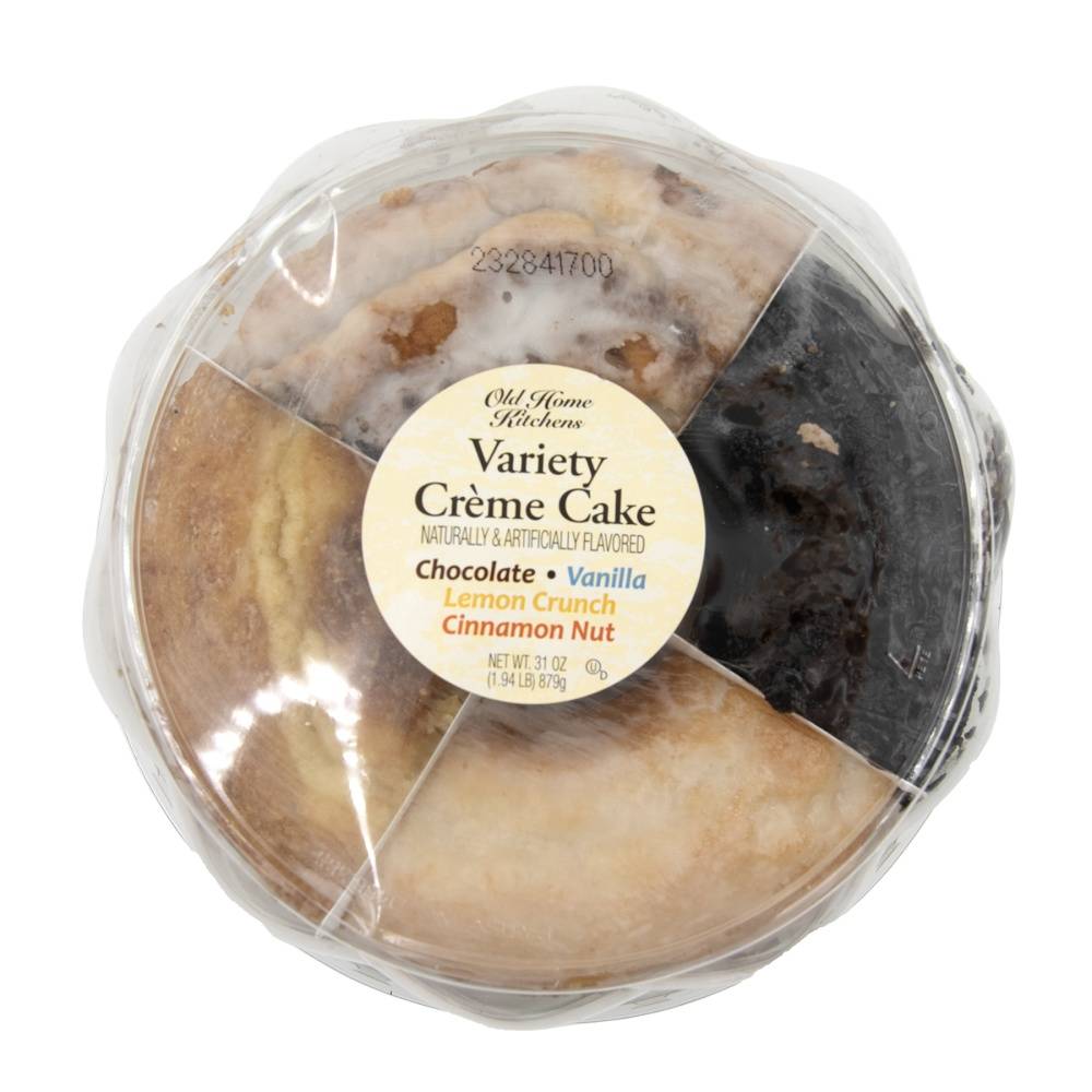 Old Home Kitchens Variety Creme Cake (chocolate-vanilla-lemon crunch- cinnamon nut)