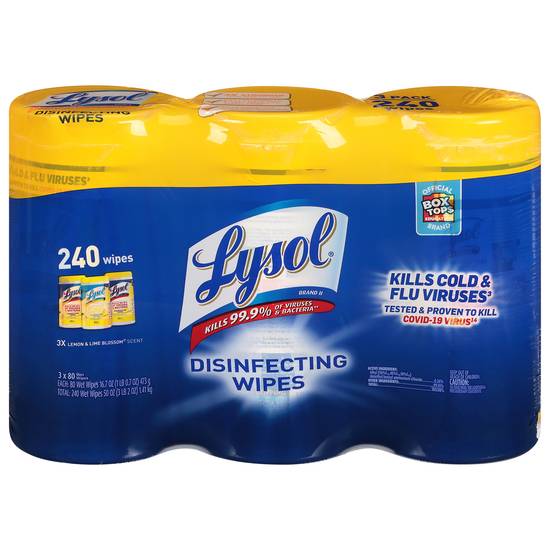 Lysol Lemon & Lime Blossom Scent Disinfecting Wipes (240 ct)