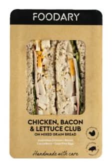 Foodary Chicken, Bacon, & Lettuce Club on Mixed Grain Bread 226g