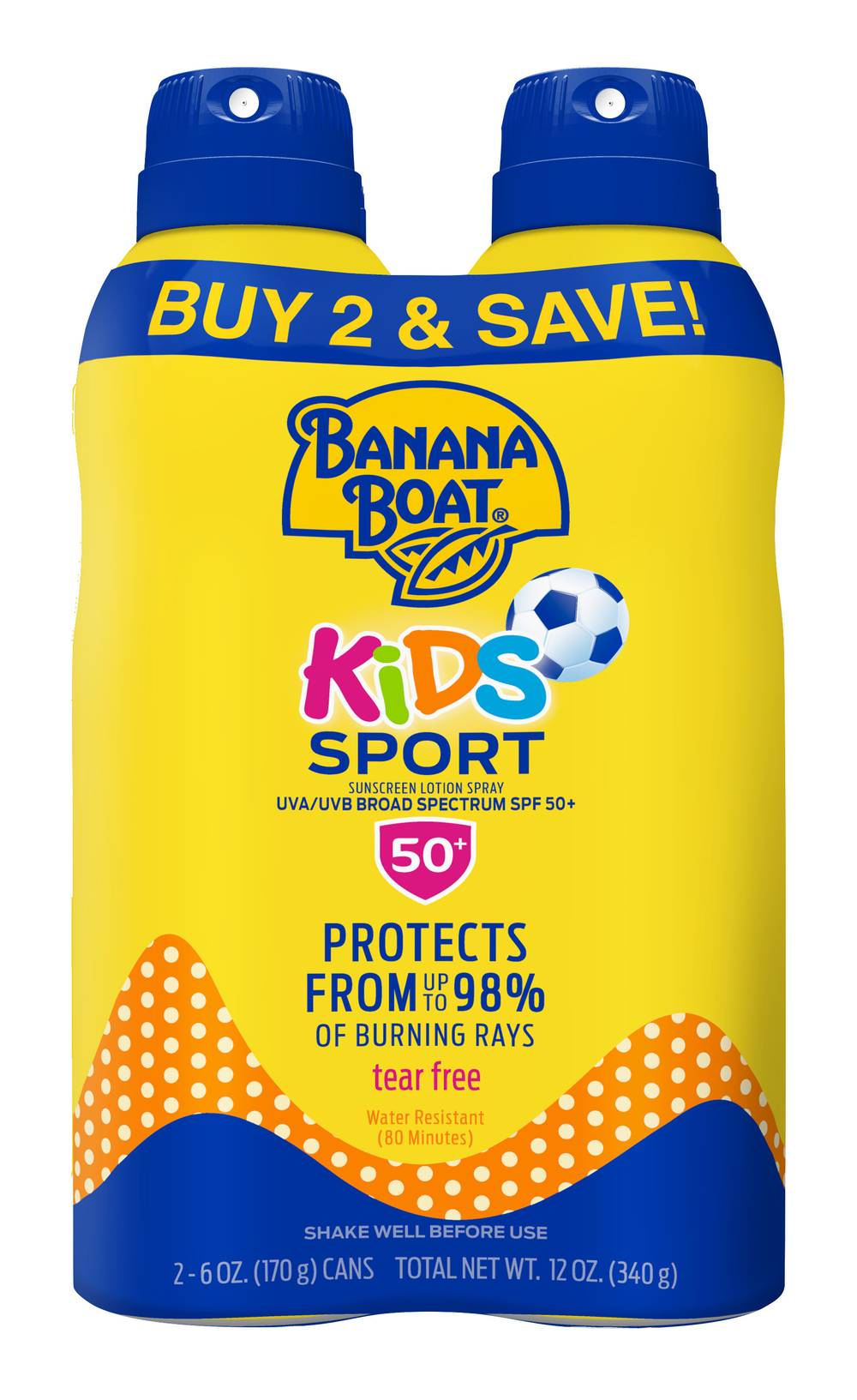 Banana Boat Kids Sport Spf 50 Twin pack Sunscreen Spray (12 oz)
