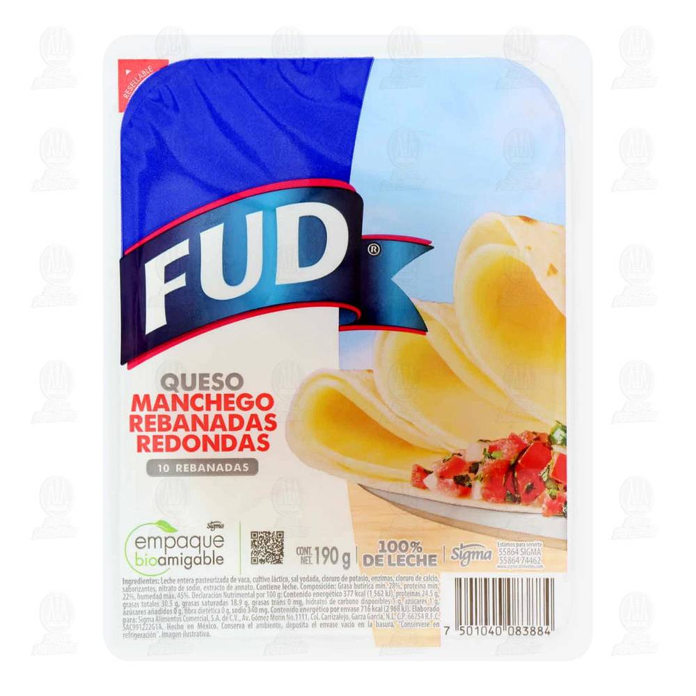 FUD · Queso manchego rebanadas redondas (190 g)