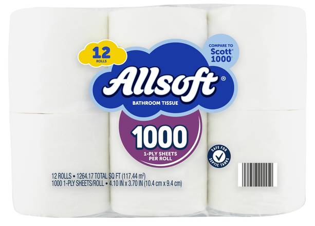 Allsoft 1 Ply Sheets Bathroom Tissue