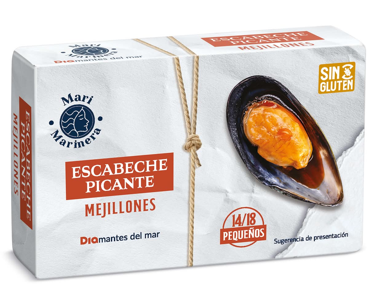 Mejillones En Escabeche Picantes 14/18 Piezas Dia Mari Marinera Lata 69 G