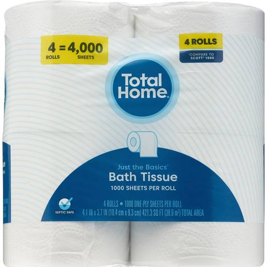 Total Home Just The Basics Toilet Paper, 4 ct