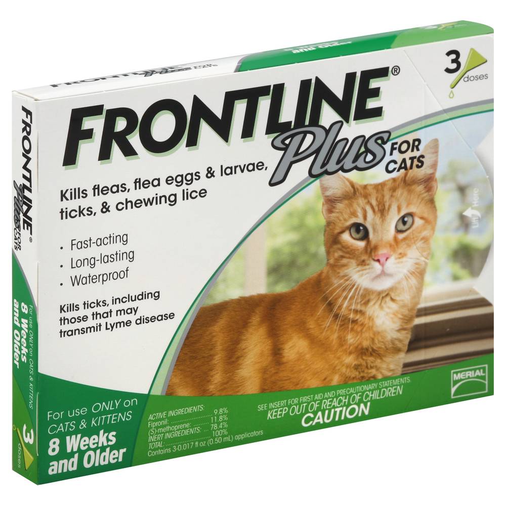 Frontline Plus Flea Tick & Lice Killer For Cat (1.6 oz, 3 ct)