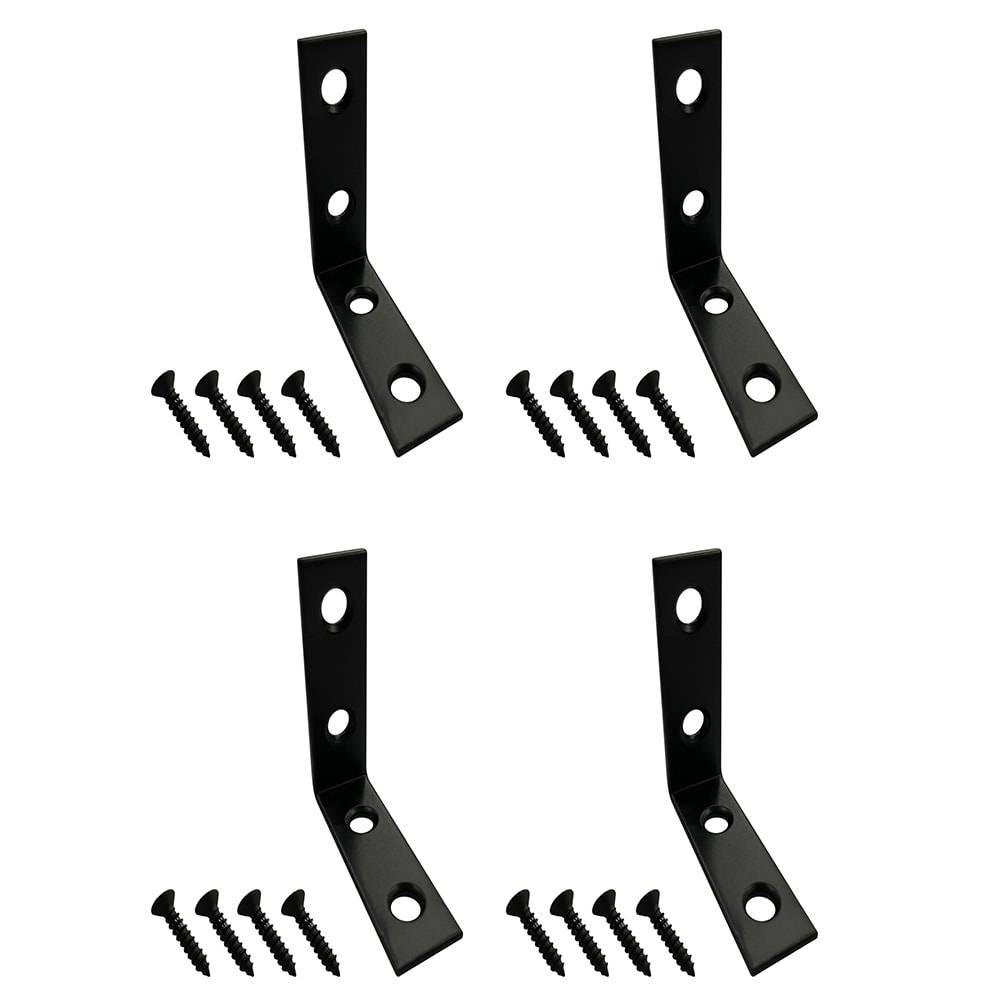 RELIABILT 1.5-in x 0.5-in x 1.5-in Black Steel Corner Brace (4-Pack) | 22501PKXLG