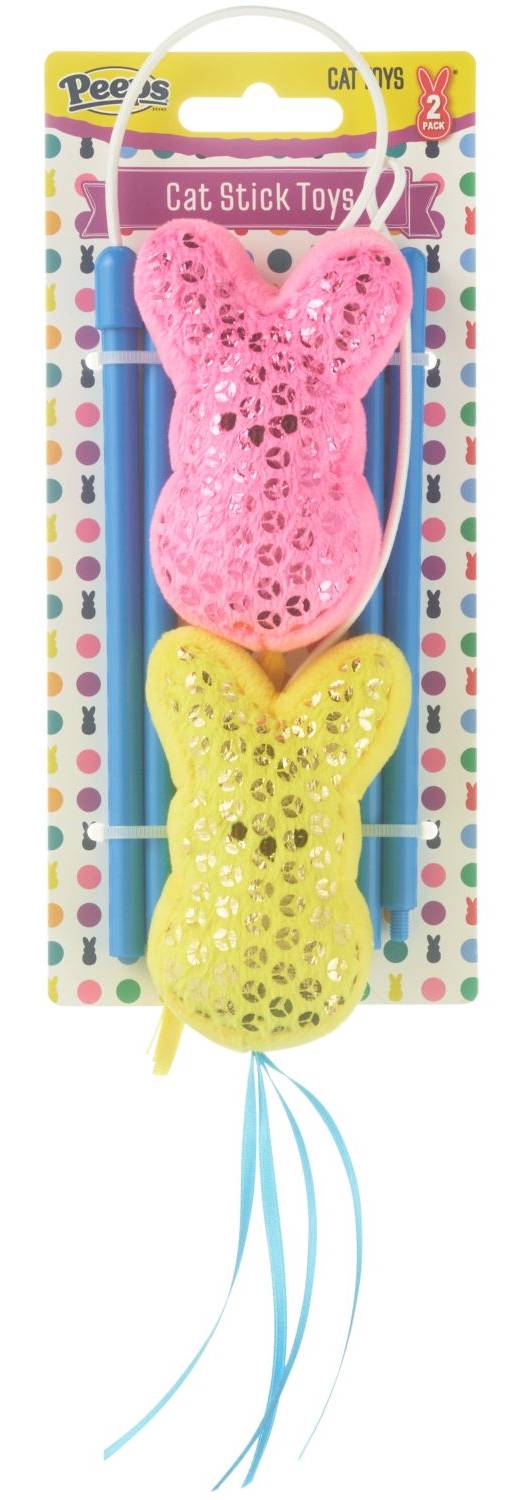 Peeps 2-Pack Wand Cat Toy, Assorted Colors