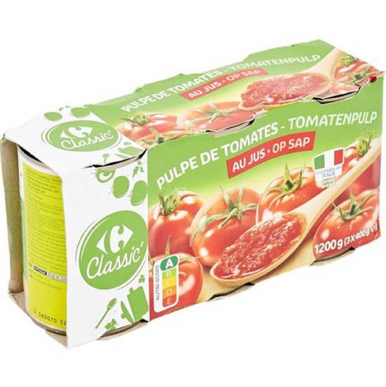 Carrefour Classic' - Pulpe de tomates au jus (3 pièces)