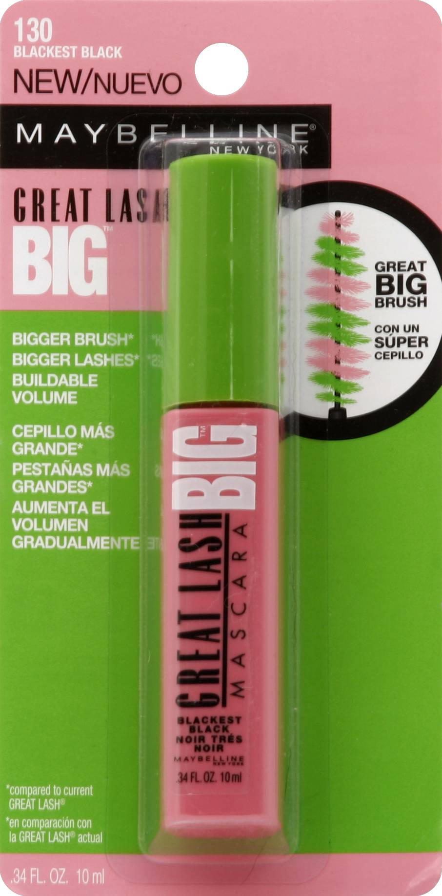 Maybelline 130 Blackest Black Great Lash Big Mascara (0.4 fl oz)