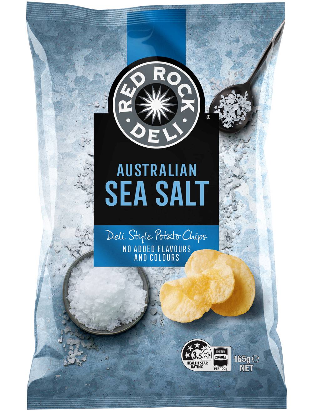 Red Rock Deli Potato Chips, Sea- Salt (165g)
