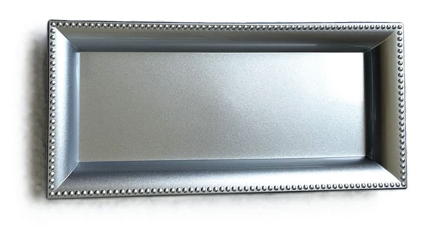 Greenbrier Silver Rectangular Plastic Charger Trays, 14.25x6.75x1 in