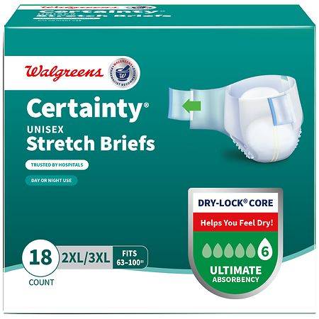Walgreens Unisex Adjustable Incontinence Stretch Briefs With Tabs, 2XL - 3XL (18 ct)