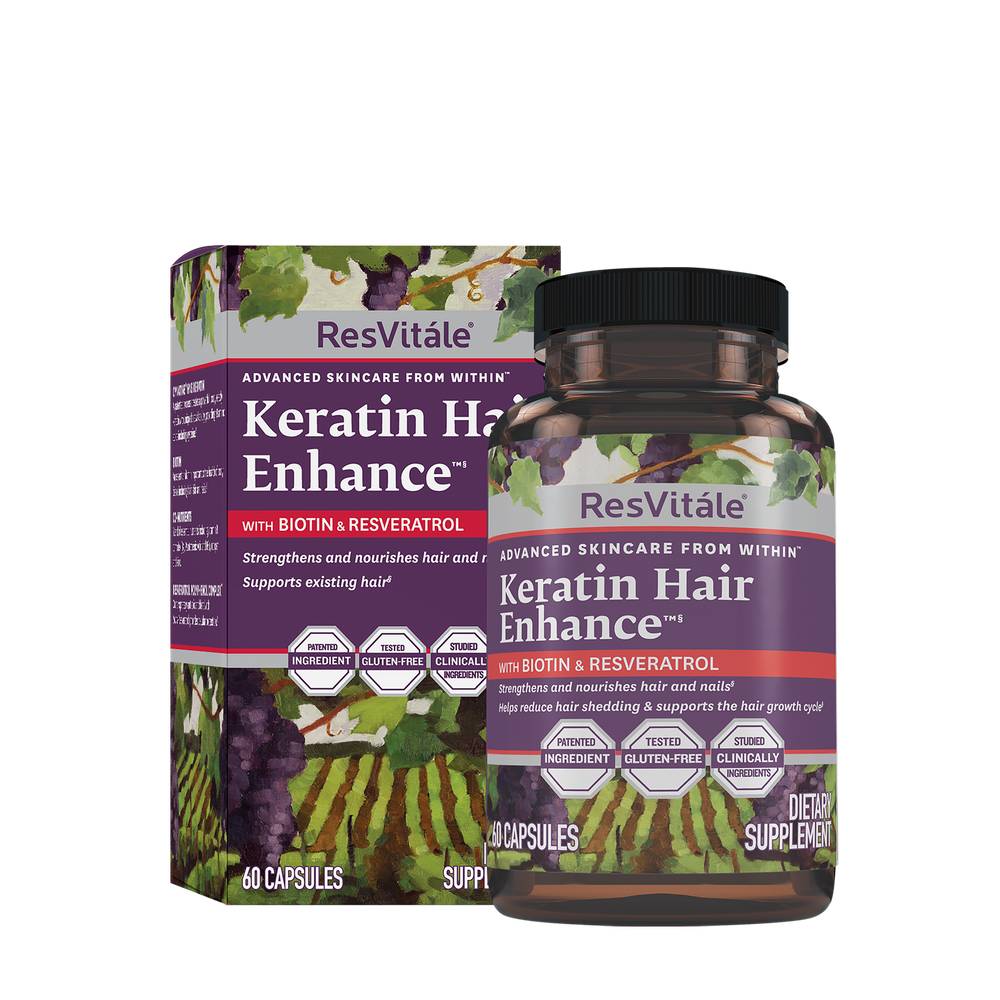 Keratin Hair Enhance™ with Biotin and Resveratrol - 60 Capsules (30 Servings)