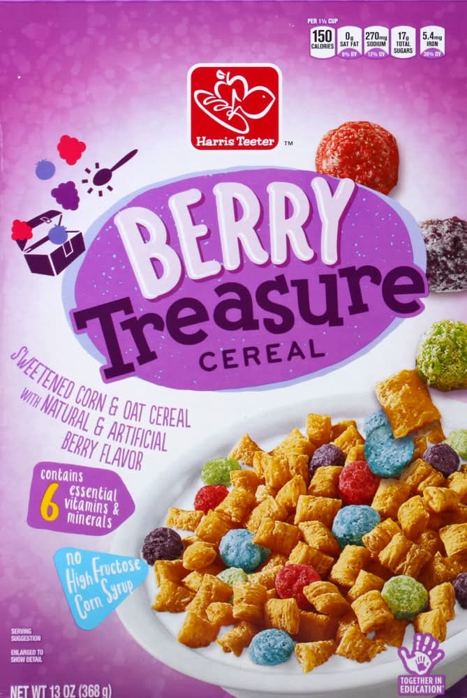Harris Teeter Sweetened Corn & Oat Flavored Treasure Cereal, Berry (13 oz)