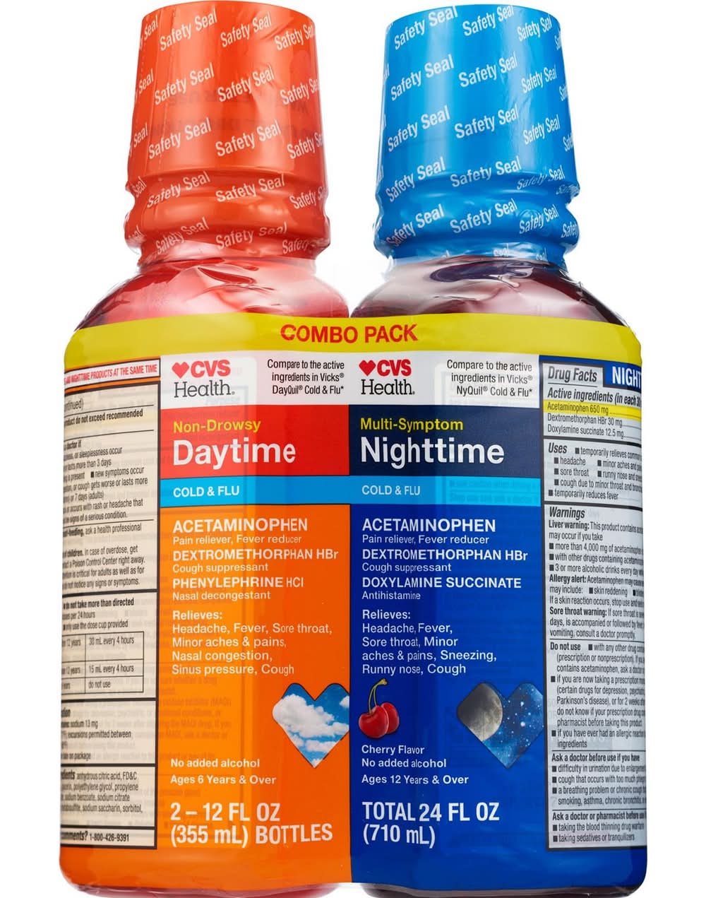 Cvs Day + Nighttime Cold & Flu Relief Liquid Combo Pack, 12 Oz, 2 Ct