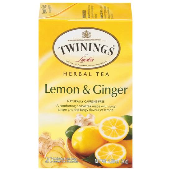 Twinings Herbal Tea Lemon & Ginger Tea Bags (20 ct)
