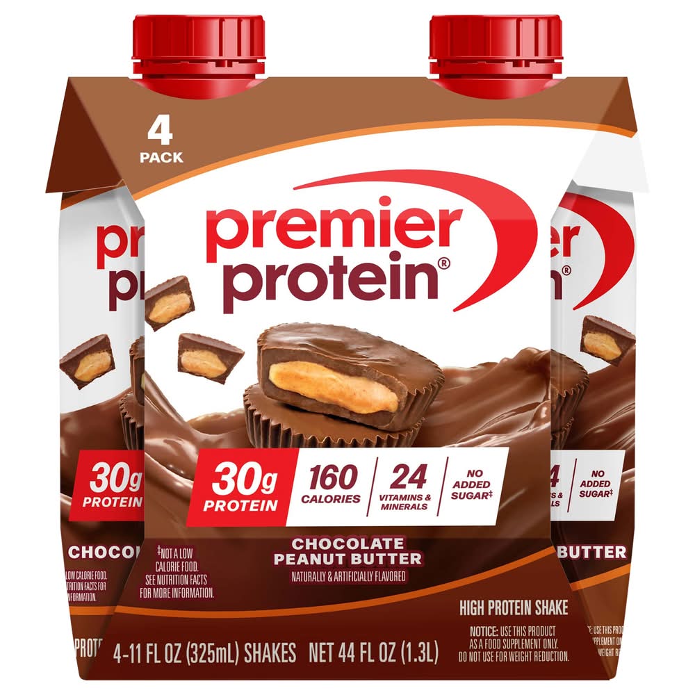 Premier Protein Immune Health Support High Protein Shake, Chocolate-Peanut Butter (4 x 11 fl oz)
