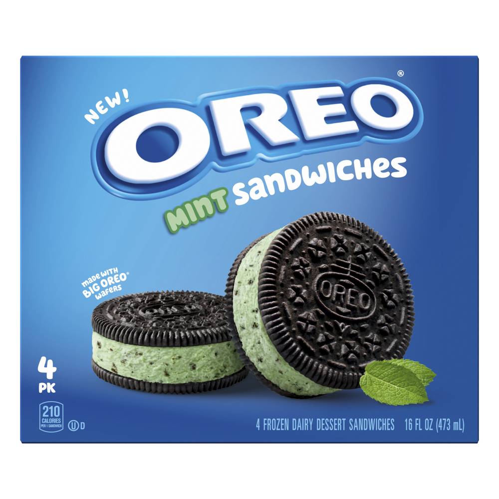 Oreo Frozen Dairy Dessert Sandwiches (16 fl oz, 4 ct)