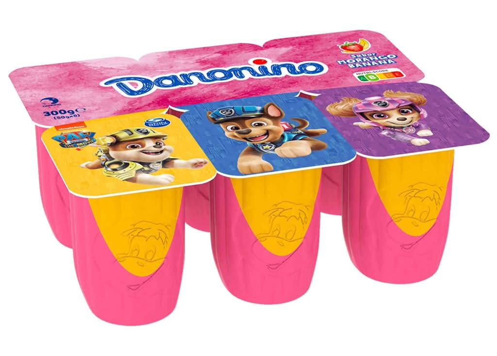 Danonino Danone - Queijinho danonino petitdino de morango/banana, embalagem de 6 x 50g