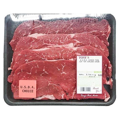 USDA Choice · Thin Cut Top Sirloin Steak (approx 0.5 lbs)