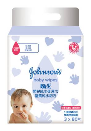 嬌生嬰兒純水柔濕巾-加厚型 80片*3入