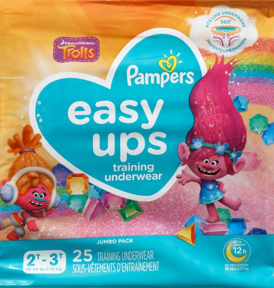 Pampers Easy Ups Jumbo pack Trolls 2t-3t (16-34 lb) Training Underwear (25 ct)