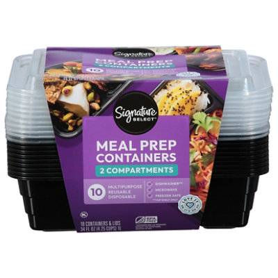 Signature Select Containers Meal Prep 2 Compartments 10 Count - 10 Ct